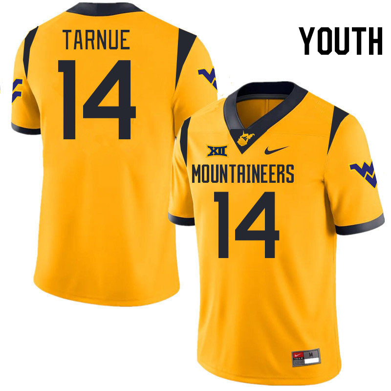 Youth #14 Kekoura Tarnue West Virginia Mountaineers College 2024 New Uniforms Football Jerseys Stitc